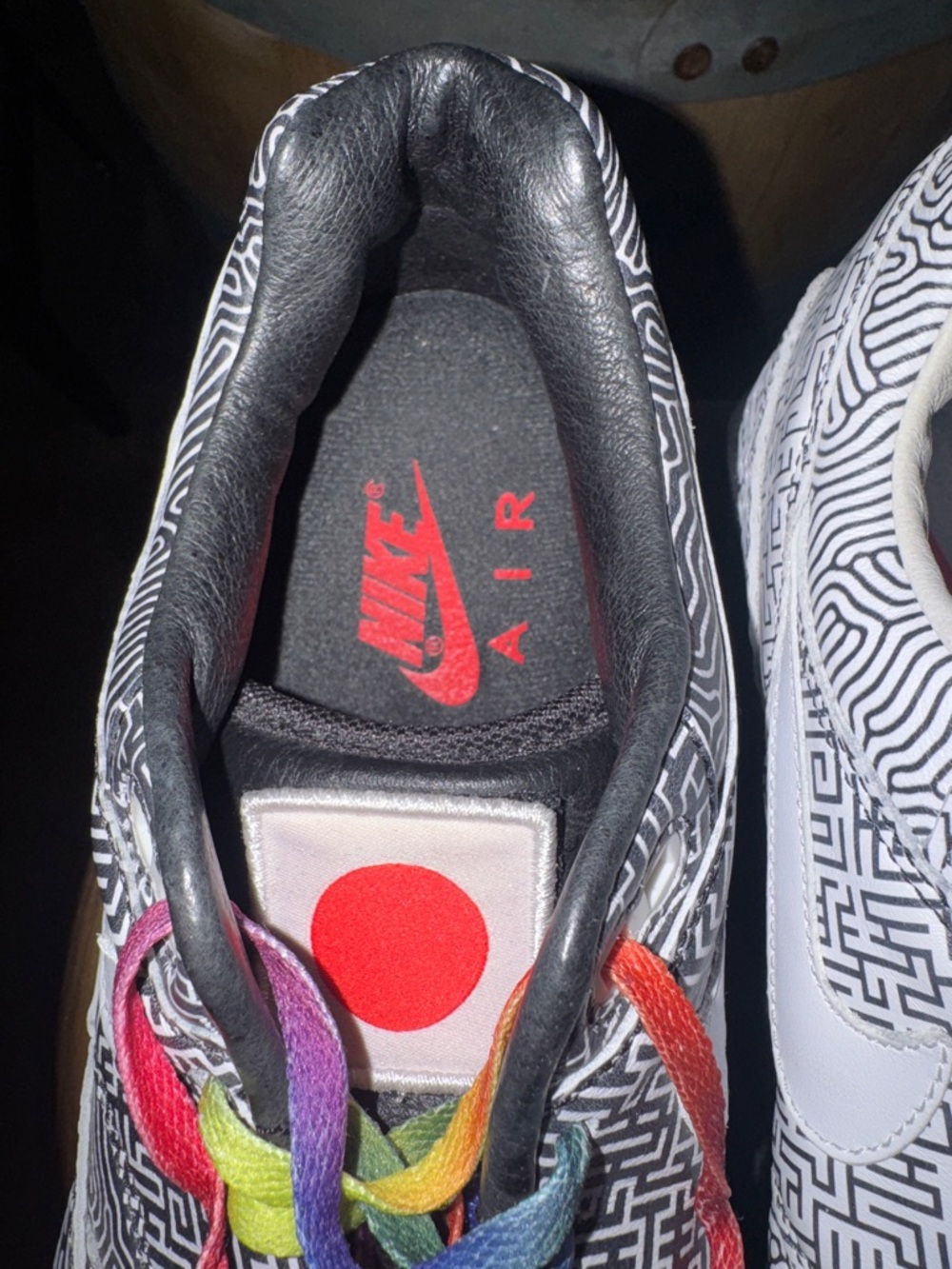 Nike Low Top Sneakers - Black & White with Rainbow Laces - Picture 13 of 16